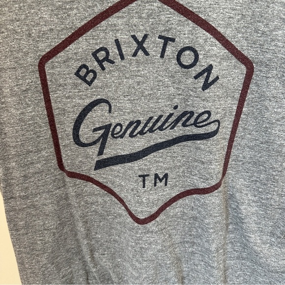 Brixton Gray Short Sleeve Tee with Logo SZ Small - Picture 3 of 8